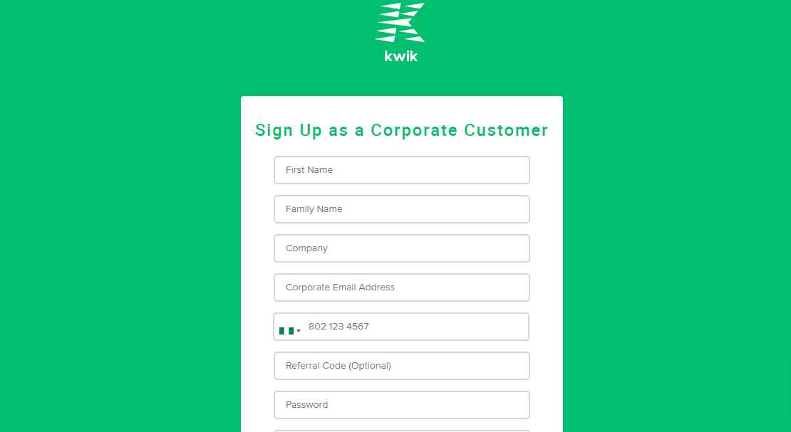 How To Sign Up As A Corporate Client On The Kwik Delivery App | Kwik